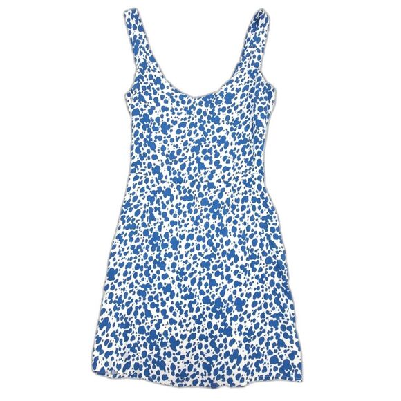 NEW Reformation Humphrey Dress Rainey Blue Printed Mini Sweatheart French Girl 8 - Picture 1 of 9